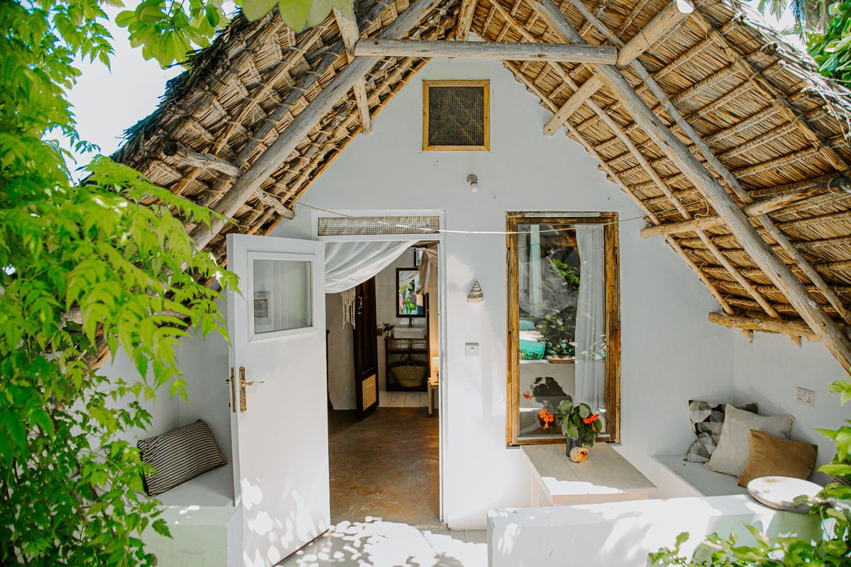 Entrance of the thatched garden bungalow